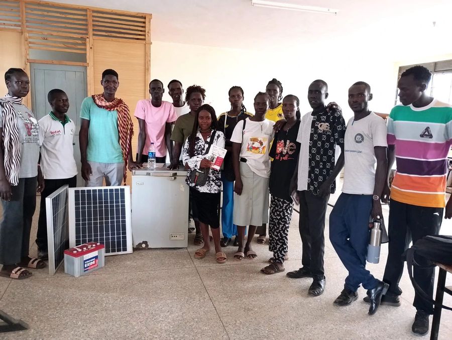 Participants in a green skills training session for women in a refugee settlement